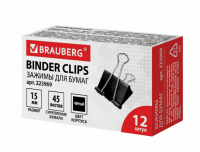 Зажим для бумаг 15 мм черные BRAUBERG фото