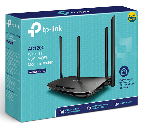 Модем Adsl TP-Link Archer VR300 AC1200 10/100BASE-TX/ADSL черный фото