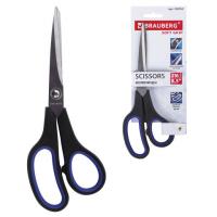 Ножницы BRAUBERG "Soft Grip", 216 мм, черно-синие, резиновые вставки, 3-х сторонняя заточка, 230763 фото