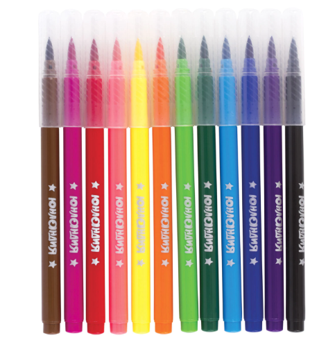 Фломастеры с кистью ЮНЛАНДИЯ "ЮНЫЙ ВОЛШЕБНИК", 12 цв., вентилируемый колпачок, 151430 фото