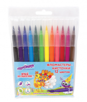 Фломастеры с кистью ЮНЛАНДИЯ "ЮНЫЙ ВОЛШЕБНИК", 12 цв., вентилируемый колпачок, 151430 фото