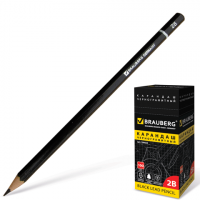 Карандаш ч/г BRAUBERG, 1 шт., "Touch line", 2В, без резинки, корпус черный, 180623 фото