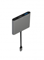 Хаб USB-С PERO MH08 USB-С TO USB-C + HDMI + USB 3.0, серый, MH08GR фото
