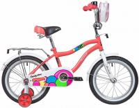 (м) Велосипед детский NOVATRACK 16"165CANDY.CRL9  коралловый, полная защита цепи, тормоз нож., сумоч фото