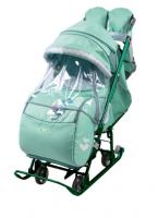 Санки-коляска Ника Наши Детки 5-2 с котенком мятный НДТ5-2/3 фото