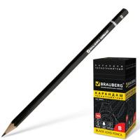 Карандаш чернографитный BRAUBERG, 1 шт., "Touch line", В, без резинки, корпус черный, 180622 фото