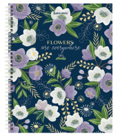 Тетрадь А5 96л. BRAUBERG гребень, клетка, твёрдая обложка, Flowers (микс в спайке), 404444 фото
