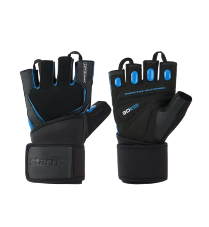 Перчатки для фитнеса STARFIT WG-201, черный/синий (S) купить ЦИТ Перчатки для фитнеса STARFIT WG-201, черный/синий (S) фото