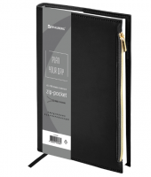 Ежедневник недатированный А5 145х220мм BRAUBERG Zipline под кожу, карман-молния,160л, черный, 116247 купить ЦИТ Ежедневник недатированный А5 145х220мм BRAUBERG Zipline под кожу, карман-молния,160л, черный, 116247 фото