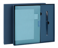 Ежедневник в наборе с ручкой А5 144x210мм BRAUBERG Style под кожу, 160л, синий, 116862 фото