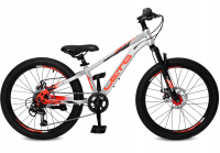 (м) Велосипед детский LETO 22"DRAGON, сталь, рама 11", 6-ск, серебро/оранжевый фото