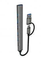 Хаб USB 3.0 PERO MH04 USB-С/USB-A TO USB 3.0 + 6xUSB 2.0, серый, MH04GR фото