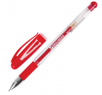 Ручка гелевая с грипом BRAUBERG Geller, КРАСНАЯ, игольчатый узел 0,5мм, линия письма 0,35мм, 141181 фото