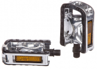 Педали STG,модель LU975, алюм, прорезин, ось 9/16, насып.подшип. Цвет:черно-серебристые Х90167 фото