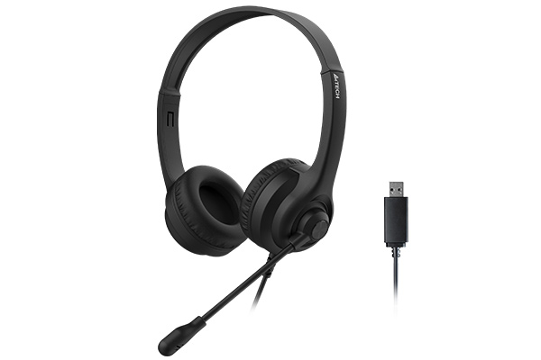 Наушники с микрофоном A4Tech HU-8 черный 2м накладные USB фото