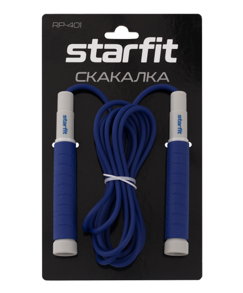 Скакалка STARFIT RP-401 c силиконовыми ручками, 3 м, синий фото