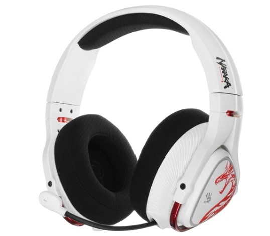 Игровые наушники с микрофоном A4Tech Bloody MR720 белый/красный мониторные BT/Radio (MR720 NARAKA) фото