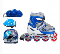 Ролик. коньки Navigator Т59737Н, кол PVC, в комплекте с защитой и шлемом, перед.кол.со светом, S (30 фото