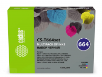 Чернила Cactus CS-T664set 664 голубой/пурпурный/желтый/черный набор 4x70мл для Epson L130,L110,L100, фото
