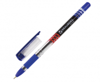 Ручка шариковая масляная с грипом BRAUBERG Trait, СИНЯЯ, печать, узел 0,7мм, линия 0,35мм, 142697 фото