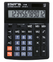 Калькулятор STAFF STF-444-12 (199x153мм), 12 разрядов, двойное питание, 250303 фото