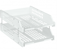 Лоток для бумаг горизонтальный СТАММ "Strong", набор 2шт., на метал. стержнях, белый фото