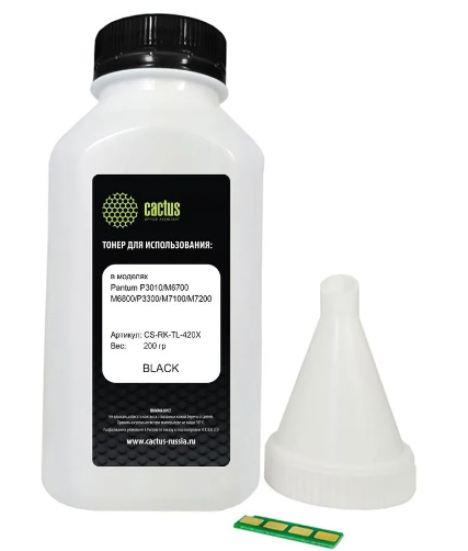 Тонер Cactus CS-RK-TL-420X черный флакон 200гр. (в компл.:чип) для принтера Pantum P3010/M6700/M6800 фото