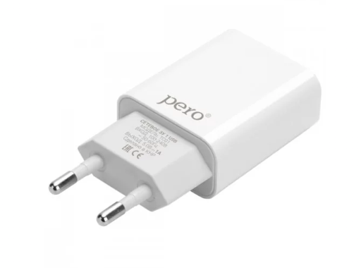 Сетевое зарядное устройство PERO TC01 1USB 1A белый, шт, ТС01W1A фото