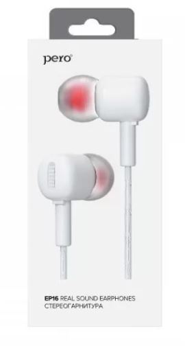 Наушники с микрофоном PERO EP16 белый EP16WH купить ЦИТ Наушники с микрофоном PERO EP16 белый EP16WH фото