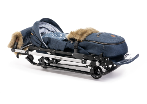 Санки-коляска "Joy every day J1/1" синий с котятами фото