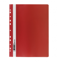 Скоросшиватель пластиковый с перфорацией BRAUBERG, А4, 140/180 мкм, красный, 226582 фото