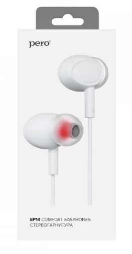 Наушники с микрофоном PERO EP14 белый EP14WH фото