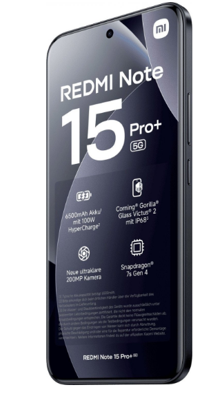 Смартфон Xiaomi Redmi Note 15 Pro + 5G 12/512GB Midnight Black  (Черный) фото