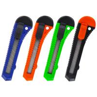 Нож канцелярский STAFF, 18 мм, фиксатор, цвет корпуса ассорти, упаковка с европодвесом фото