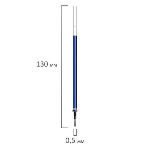 Стержень стираемый гелевый BRAUBERG 130мм, СИНИЙ, евронаконечник, узел 0,5мм, линия 0,38мм, 170360 фото