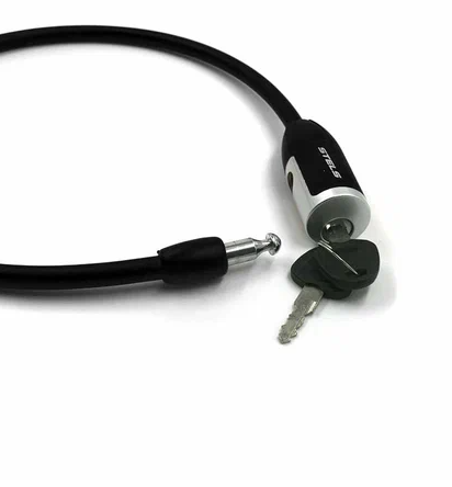 Замок-трос STELS 10х650мм 84356 с ключом со стальным тросом, чёрный фото