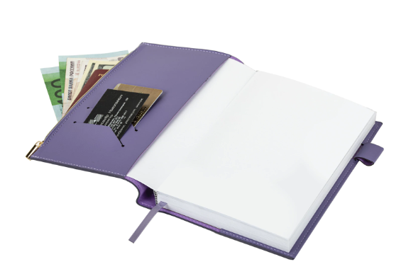 Ежедневник недатированный А5 145х220мм BRAUBERG Zipline под кожу, карман-молния,160л, фиолет.,116249 фото