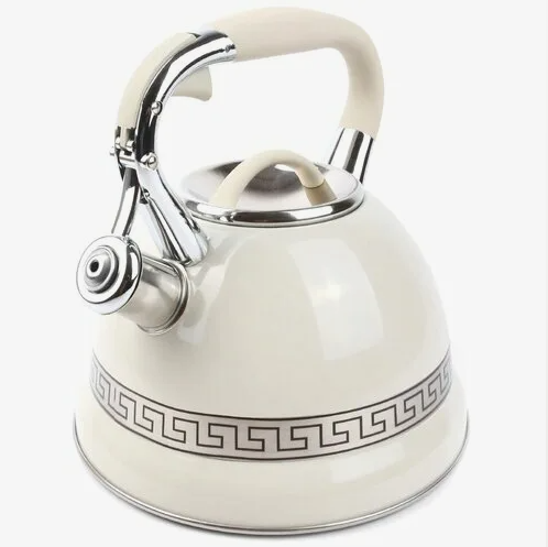 Чайник со свистком KELLI KL-4506 3л, молочный фото