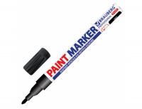 Маркер-краска лаковый 2 мм, ЧЕРНЫЙ, НИТРО-ОСНОВА, алюминиевый корпус, BRAUBERG PRO PLUS, 151439 фото