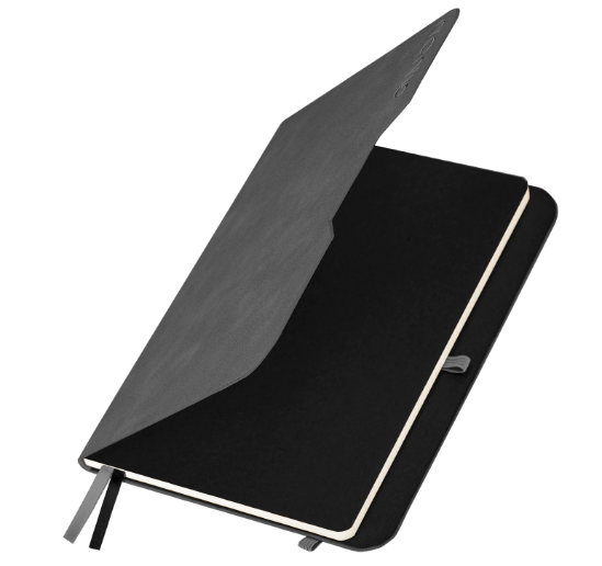 Ежедневник датированный 2026 А5 163х218мм BRAUBERG Note, под кожу, держ д/ручки, серый, 117519 фото