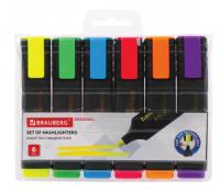Набор текстовыделителей 6 ЦВЕТОВ, BRAUBERG "ORIGINAL", линия 1-5 мм, 151690 фото
