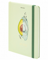 Блокнот с резинкой в клетку 96л, А5 145х203мм, твердая обложка с фольгой, BRAUBERG, Avocado, 113733 фото