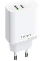 Сетевое зарядное устройство PERO TC05 PD 18W + USB-A Fast Charge белый ТС05WHPD фото