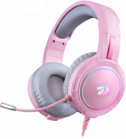 Игровые наушники с микрофоном REDRAGON Mento Розовые RGB 3.5мм фото