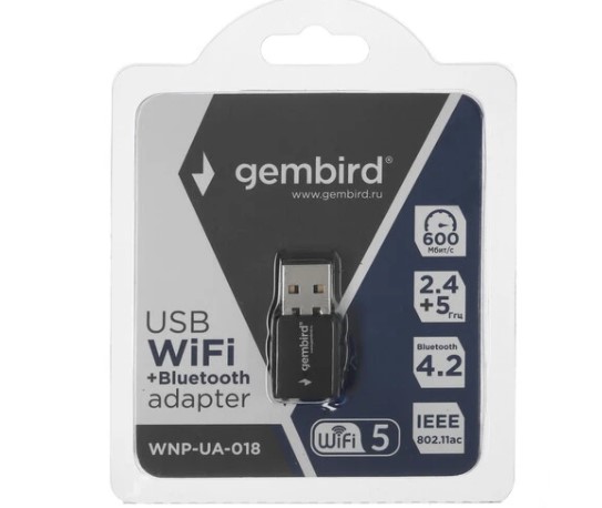 WiFi+Bluetooth адаптер Gembird WNP-UA-018, 600 Мбит/с фото