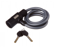 Замок-трос STG TY580-1, трос спиральный, на ключе, диам.10х100см черн.с светоотр. Полосой. Х87805 фото