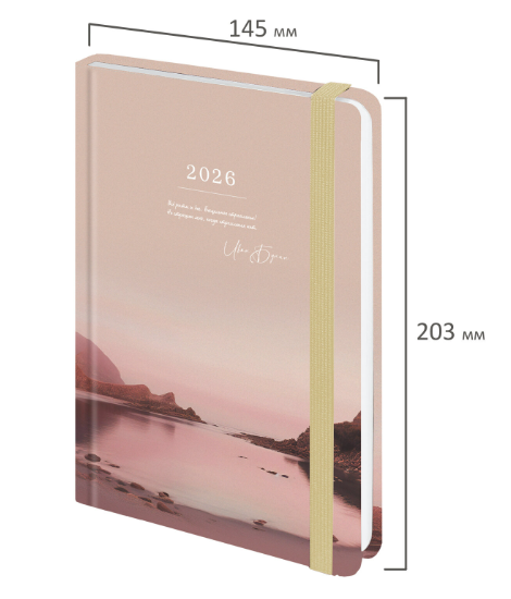 Ежедневник датированный 2026 с резинкой 145х203мм, А5, BRAUBERG, твердый, Безмятежность, 117336 купить ЦИТ Ежедневник датированный 2026 с резинкой 145х203мм, А5, BRAUBERG, твердый, Безмятежность, 117336 фото