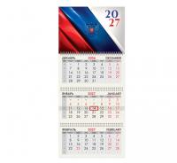 Календарь квартальный 2027г, 3 блока 3 гребня бегунок, мел.бум, BRAUBERG, Флаг России, 118273, шт фото