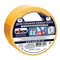 Клейкая лента двухсторонняя 38мм х 10м, ТОНКАЯ ОСНОВА (полипропилен), подвес, UNIBOB фото