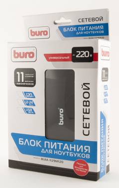 Адаптер AC Buro BUM-1129М120 ручной 120W 12V-24V 11-connectors 1xUSB 1A от бытовой электросети фото